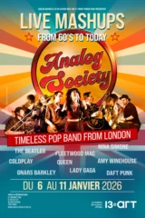 Affiche du spectacle "Analog Society" au 13e Art