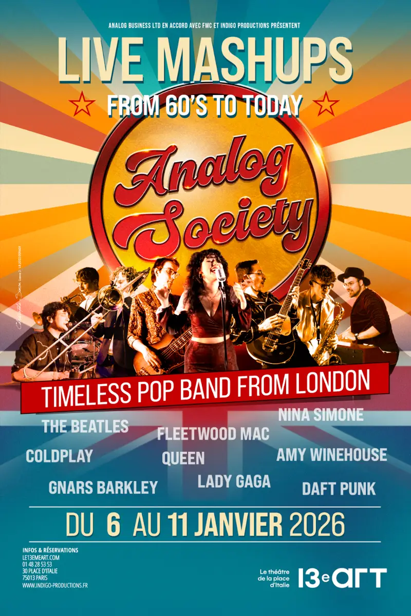 Affiche du spectacle "Analog Society" au 13e Art